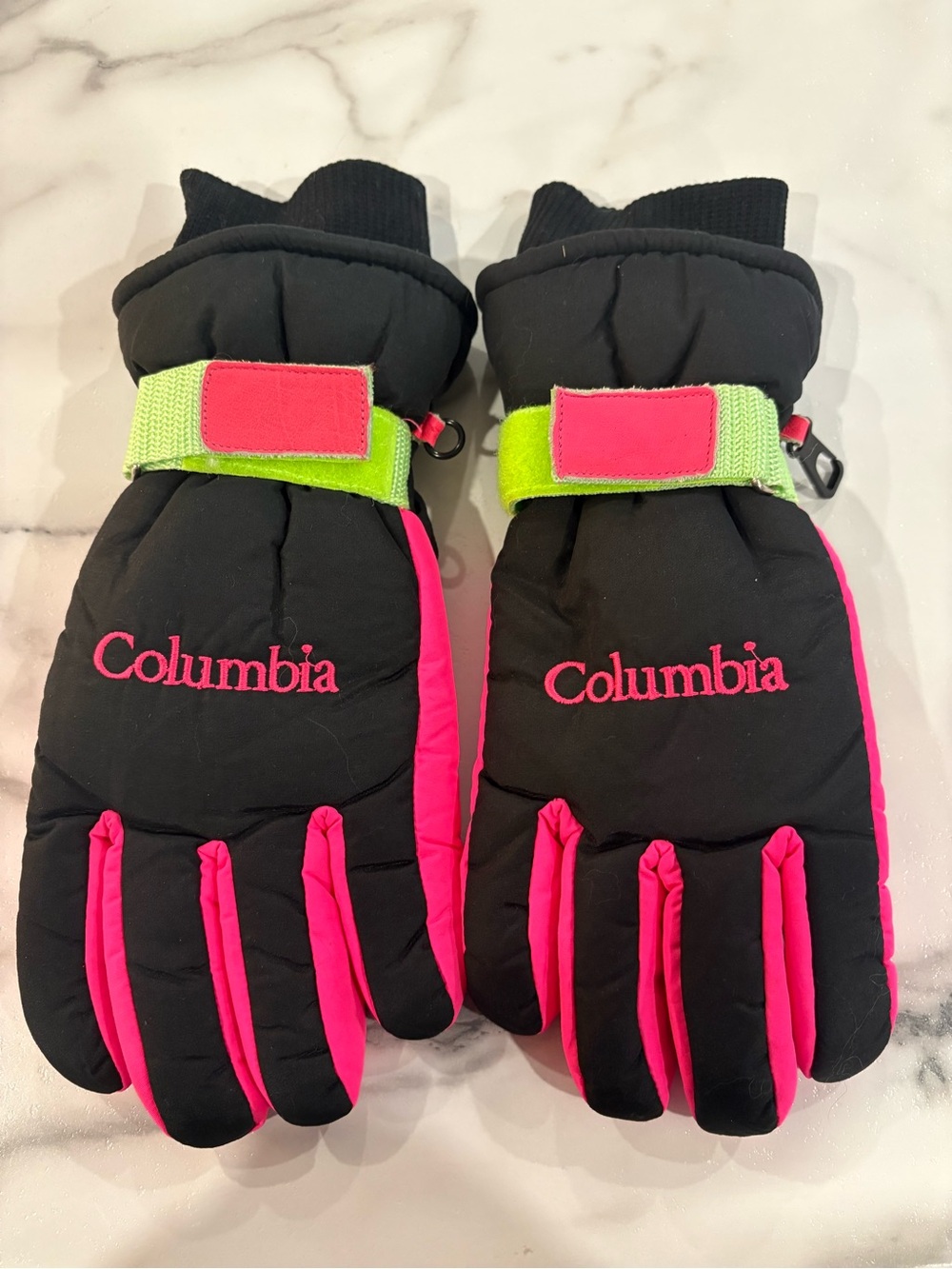 Columbia Black, Hot Pink & Neon Green Insulated Mittens